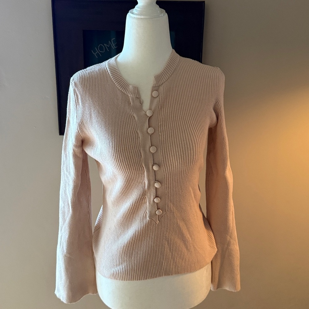 Beige Button-Up Sweater